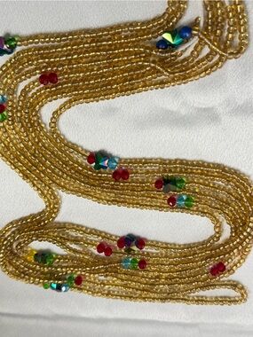 Gold seed Beaded Multi-wait bead  with Multicolor Accents